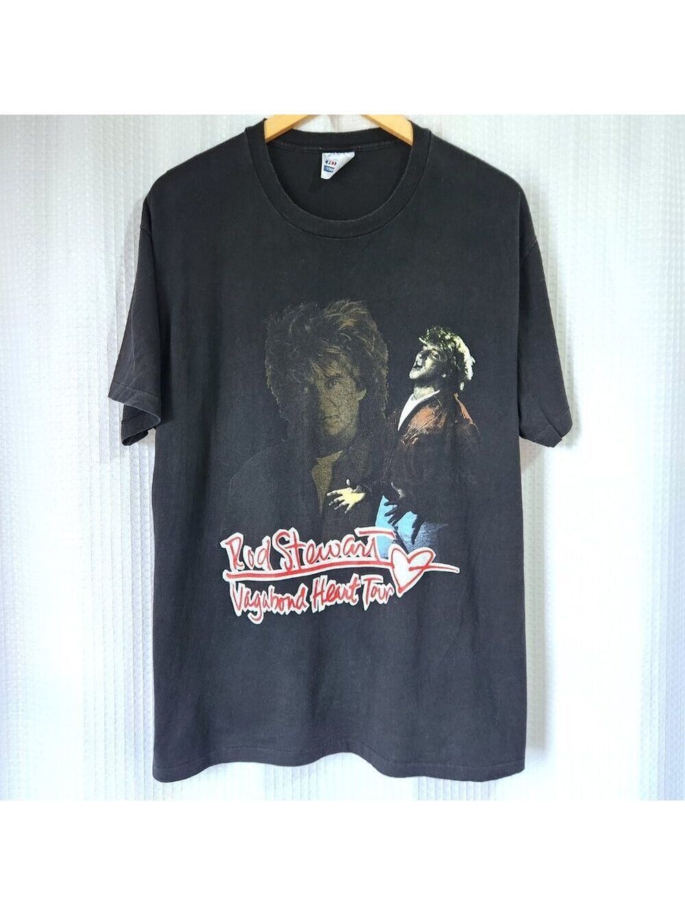 Vintage Rod Stewart 1991 Tour Tee XL Single Stitch Vagabond Heart Band Shirt